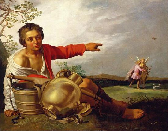 Abraham Bloemaert Shepherd Boy Pointing at Tobias and the Angel Spain oil painting art